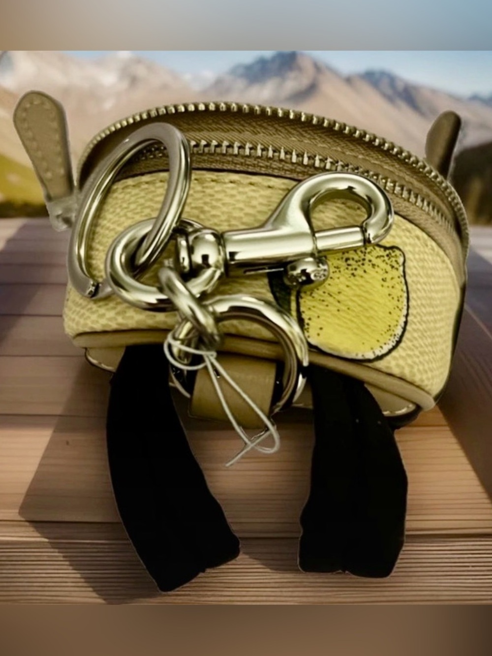 COACH Lemon Print Mini Court Backpack Bag Charm in Coated Canvas/Leather - Picture 2 of 11